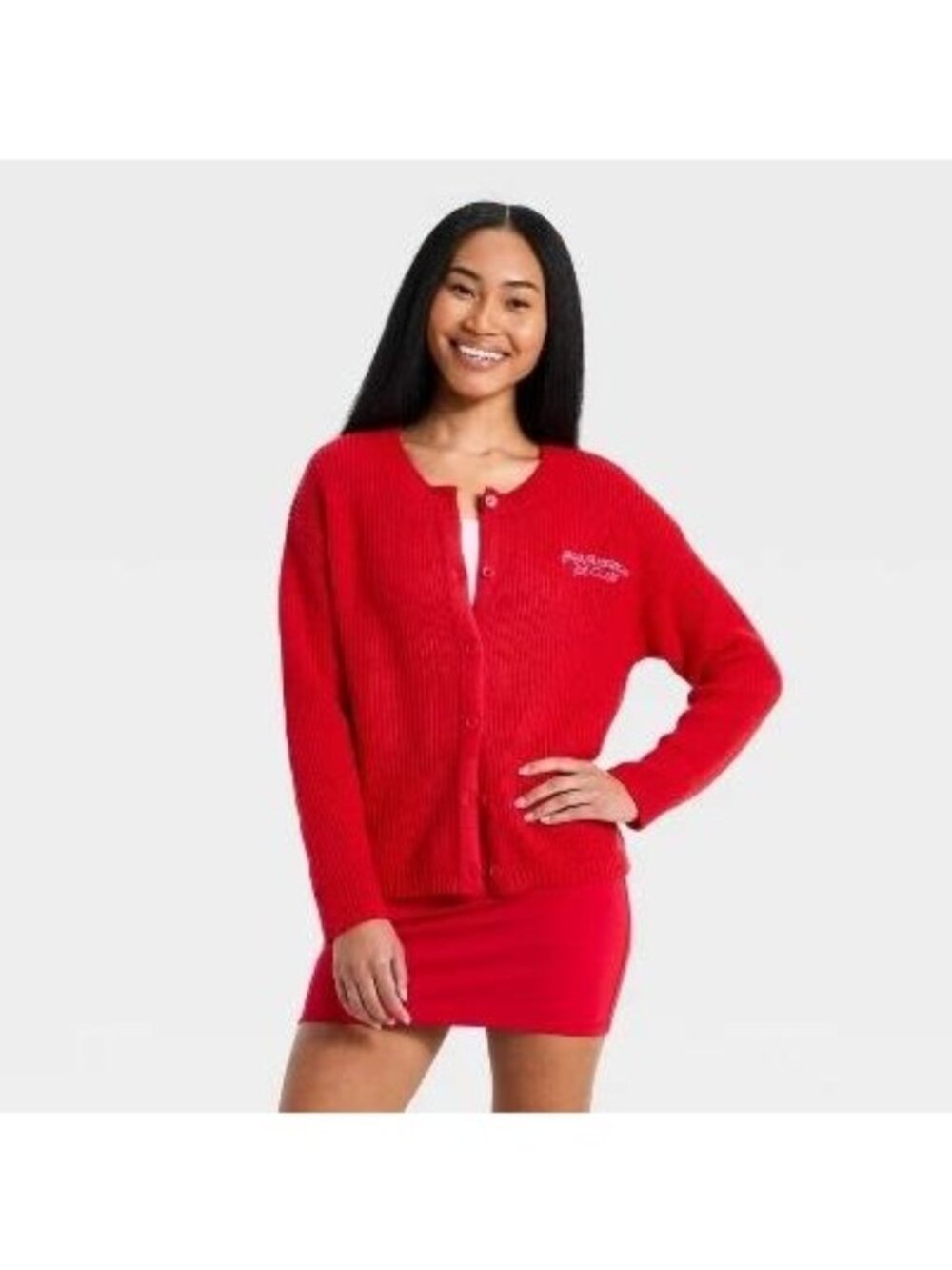 Asian American Girl Club Lunar New Year Horse Cardigan Sweater Red XL